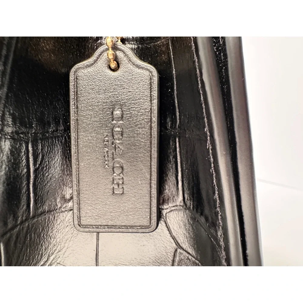 Coach Morgan crossbody black Croc embossed leather with wallet and dust bag NWOT